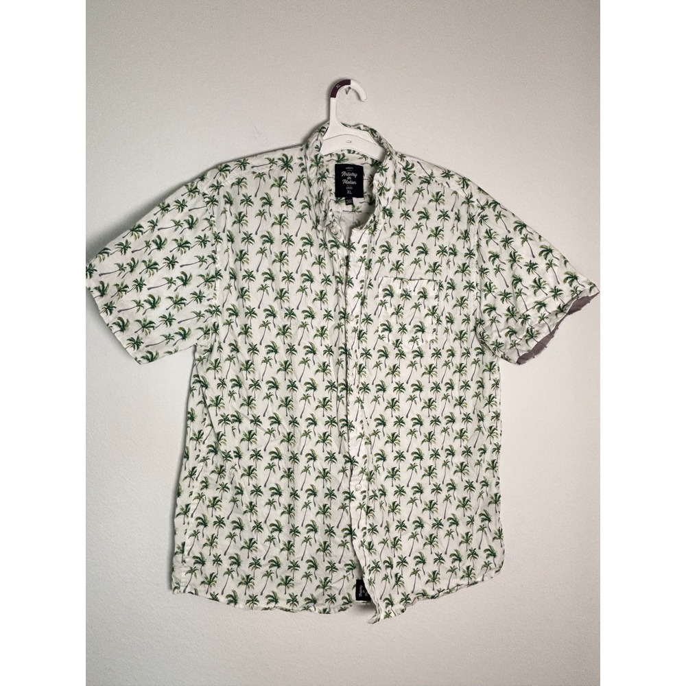 Artistry in Motion Mens XL Slim Fit Palm Tree Print Short Sleeve Button Up Shirt